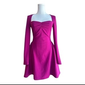 Fuchsia Pink Mini Dress With Long Sleeves